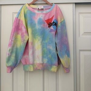 Barbie Cotton On Multicolor Pastel Tie-Dye Crew Neck Sweatshirt Girls 9-10